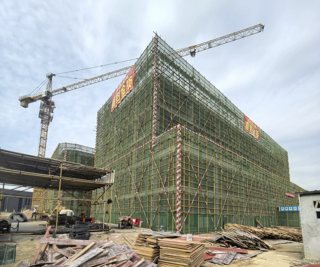 Scaffolded building structure